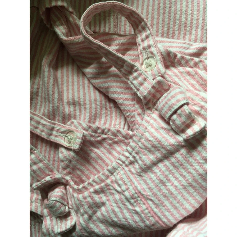 Old Navy Striped Overalls Jumpsuit Girls 5T Pink White Tie Strap Cotton Wide Leg